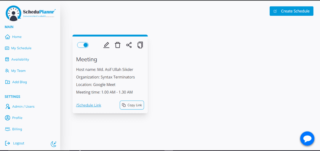 Schedule Processing Application
