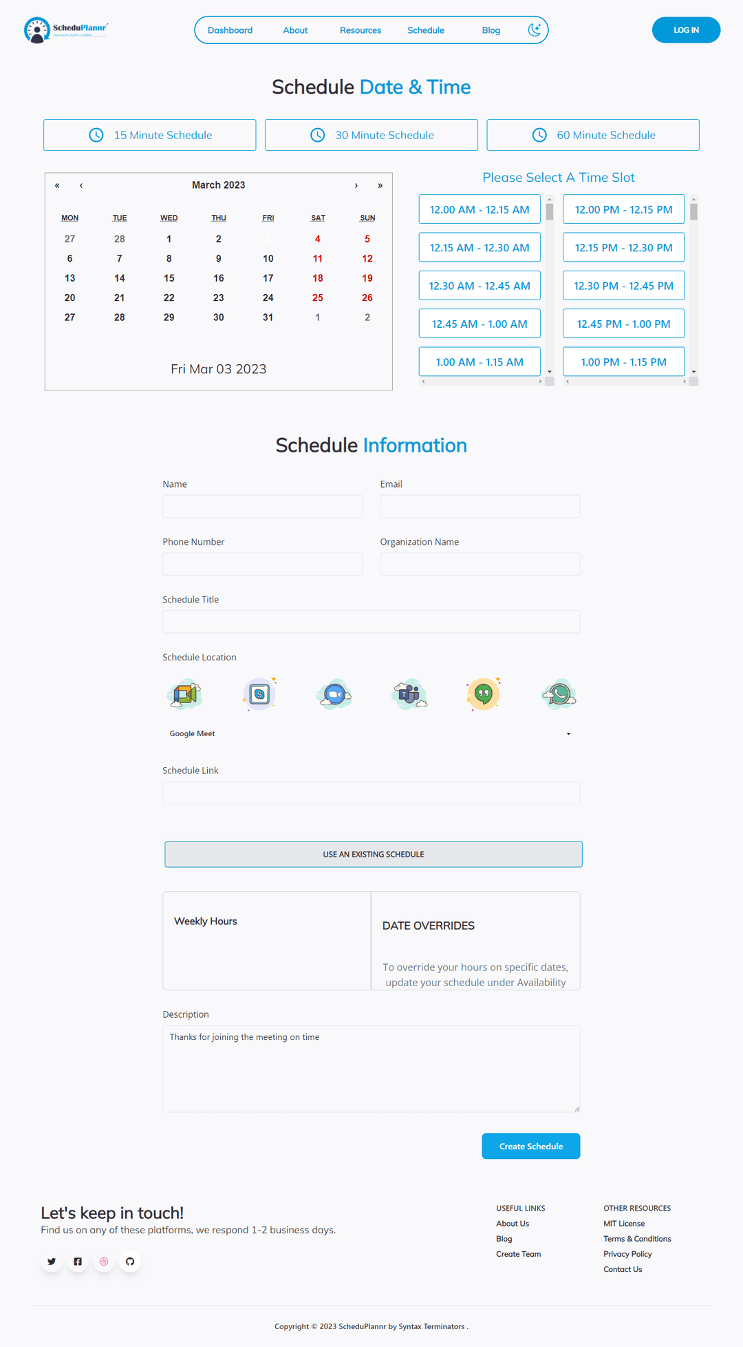 Schedule Processing Application